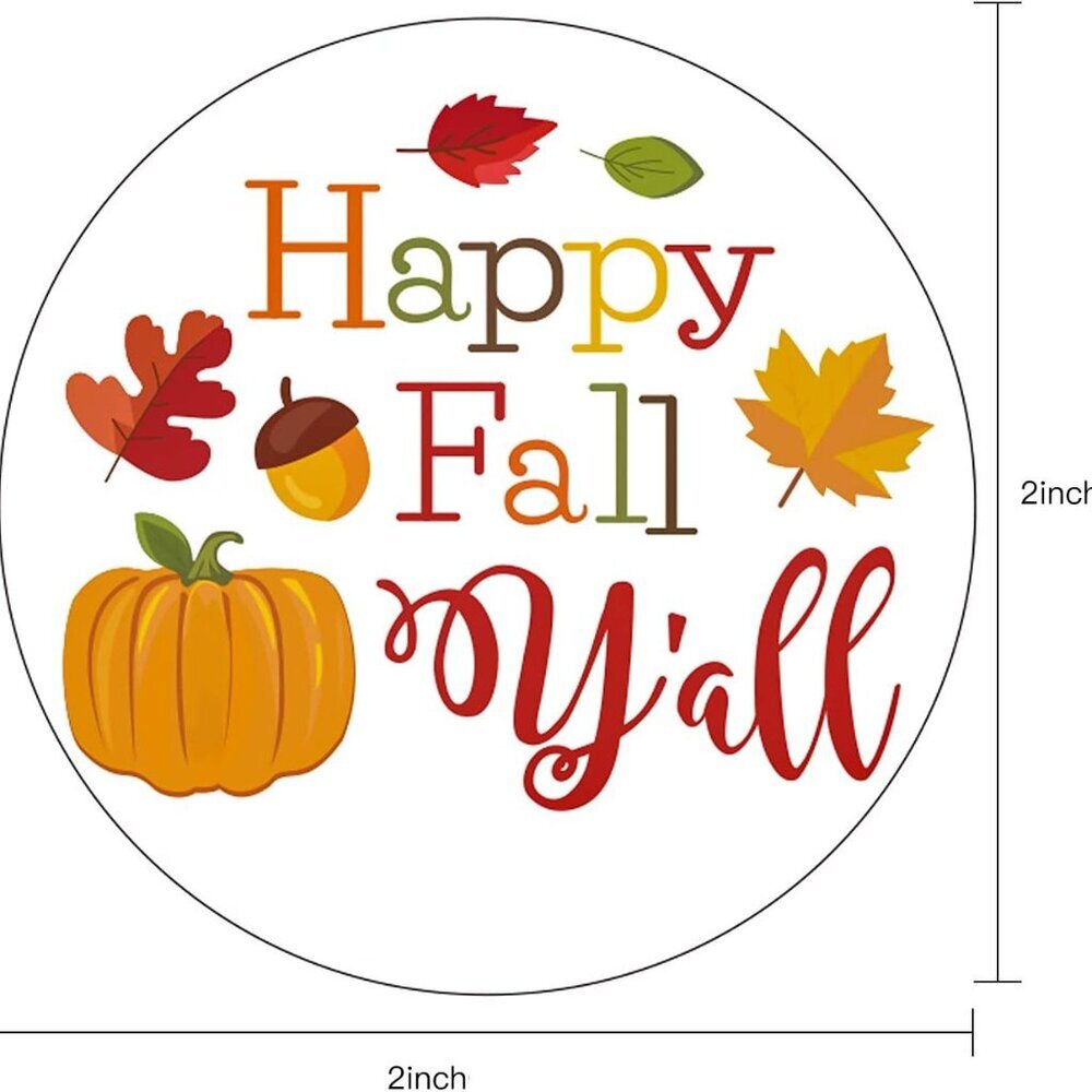 Happy Fall Y'all Stickers - Pumpkin Design for Holiday/Party Decoration and Gift - Picture 3 of 6
